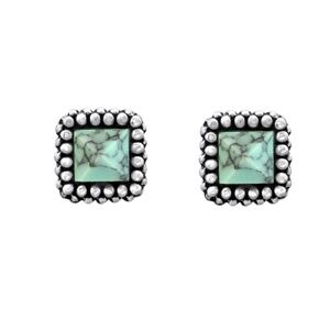 Dainty Pyramid Sterling Silver & Turquoise Stud Earrings